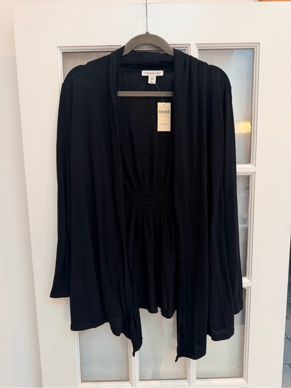 Coldwater Creek Career Black Classic Open Front Cardigan Sweater Size XL NWT